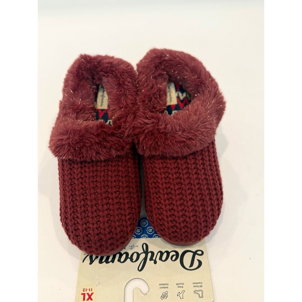 Dearfoams Women's Memory Foam Slip-On Slippers Burgundy XL 11-12